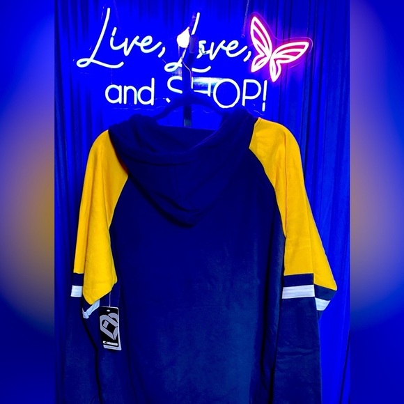 🐺 M: UofM Wolverines Oversized Colorblock Pullover Hoodie, Unisex, NWT 🐺 - Picture 7 of 8